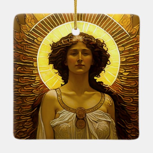 Gouden Engel Lichtende Boodschapper van het Licht  Keramisch Ornament (Achterkant)