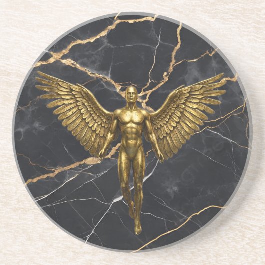 Gouden Engel Marmer Luxe Onderzetter (Voorkant)