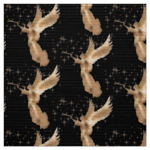 Gouden engel met trompet Night Sky met gouden ster Stof