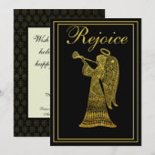 Gouden engel op zwart Verheug Kerstmis Feestdagenkaart (Voorkant / Achterkant)