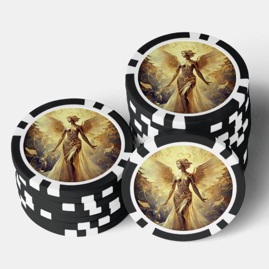 Gouden engel pokerfiches poker chips (Opstapeling)