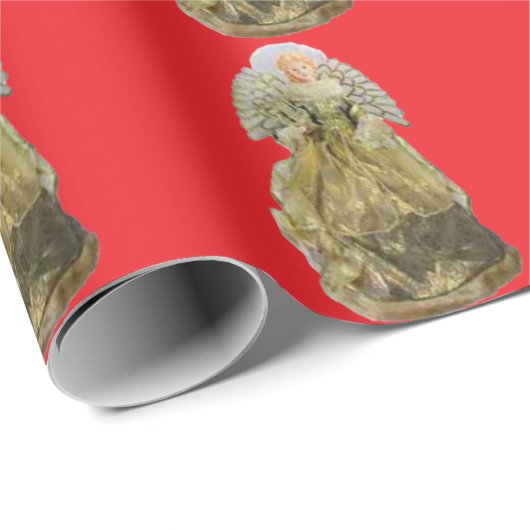 Gouden engel rood inpakpapier (Rol Hoek)