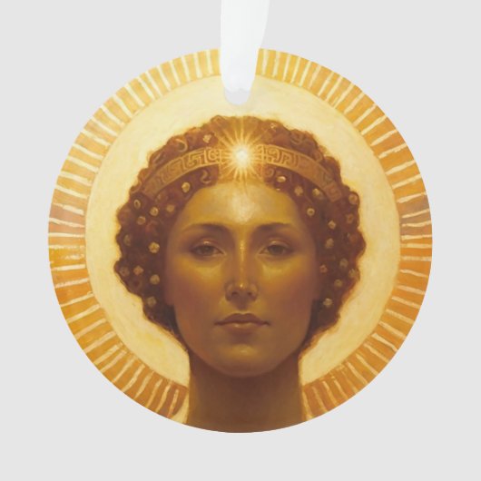 Gouden engel schijnt bij zonsondergang ornament (voorkant)