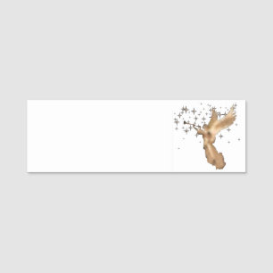 Gouden Engel & Trompet Kerstkunst Naamplaatje