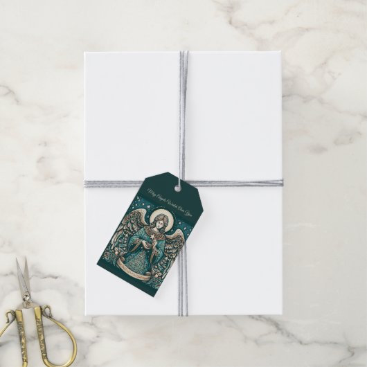 Gouden Engel van Vrede Cadeaulabel (Met Touw)