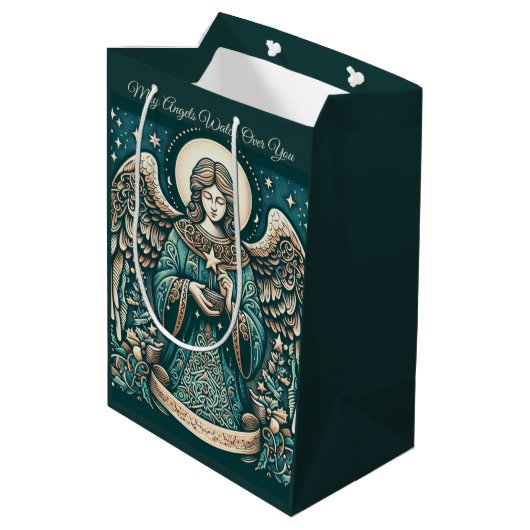 Gouden Engel van Vrede Medium Cadeauzakje (Achterkant Gekanteld)