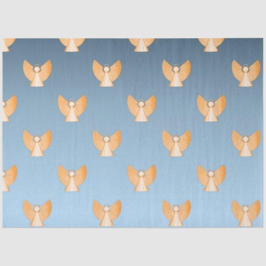 Gouden Engelen Modern Blauw Kerstmis Tissuepapier (Voorkant)