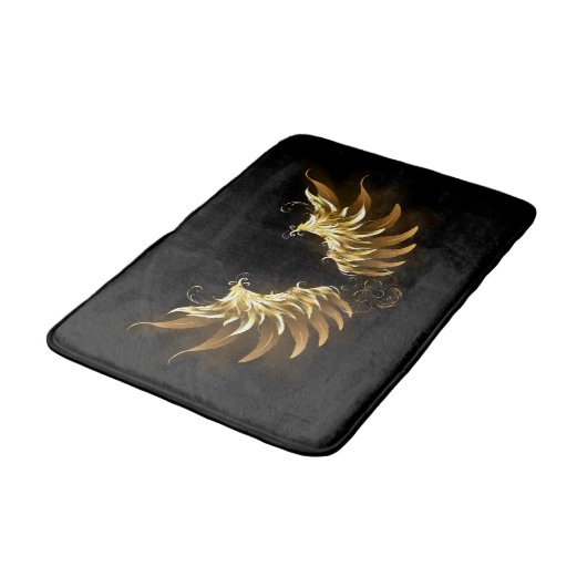 Gouden engelenvleugels op een zwarte achtergrond badmat (Gekanteld)