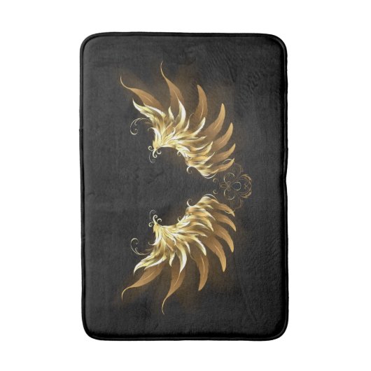 Gouden engelenvleugels op een zwarte achtergrond badmat (Voorkant Verticaal)