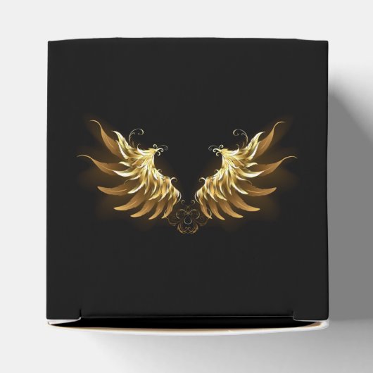 Gouden engelenvleugels op een zwarte achtergrond bedankdoosjes (Bovenkant)
