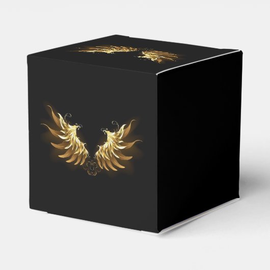 Gouden engelenvleugels op een zwarte achtergrond bedankdoosjes (Achterkant)