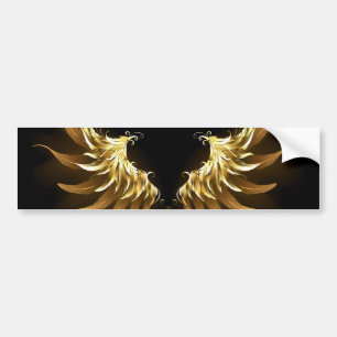 Gouden engelenvleugels op een zwarte achtergrond bumpersticker