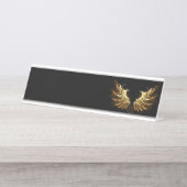 Gouden engelenvleugels op een zwarte achtergrond bureau naambordje (Voorkant)