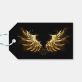 Gouden engelenvleugels op een zwarte achtergrond cadeaulabel (Achterkant Horizontaal)
