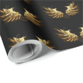 Gouden engelenvleugels op een zwarte achtergrond cadeaupapier (Rol Hoek)