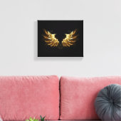 Gouden engelenvleugels op een zwarte achtergrond canvas afdruk (Insitu (Woonkamer))