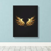 Gouden engelenvleugels op een zwarte achtergrond canvas afdruk (Insitu (Houten vloer))