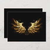 Gouden engelenvleugels op een zwarte achtergrond feestdagenkaart (Voorkant / Achterkant)