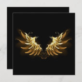 Gouden engelenvleugels op een zwarte achtergrond feestdagenkaart (Voorkant / Achterkant)