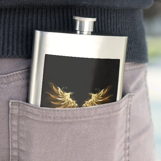 Gouden engelenvleugels op een zwarte achtergrond flacon (Voorbeeld)