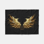 Gouden engelenvleugels op een zwarte achtergrond fleece deken (Voorkant (Horizontaal))