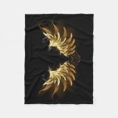 Gouden engelenvleugels op een zwarte achtergrond fleece deken (Voorkant)