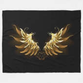 Gouden engelenvleugels op een zwarte achtergrond fleece deken (Voorkant (Horizontaal))