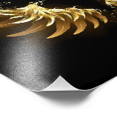 Gouden engelenvleugels op een zwarte achtergrond foto afdruk (Hoek)