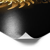 Gouden engelenvleugels op een zwarte achtergrond foto afdruk (Hoek)