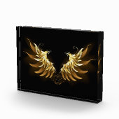 Gouden engelenvleugels op een zwarte achtergrond fotoblokken (Rechts)