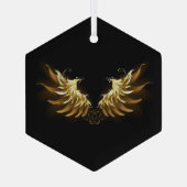 Gouden engelenvleugels op een zwarte achtergrond glas ornament (Achterkant)