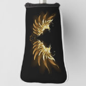 Gouden engelenvleugels op een zwarte achtergrond golfheadcover (Draai 90)