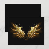 Gouden engelenvleugels op een zwarte achtergrond informatiekaartje (Voorkant / Achterkant)