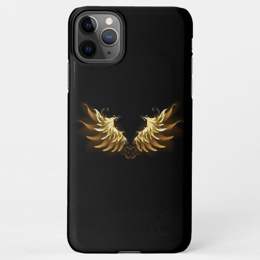 Gouden engelenvleugels op een zwarte achtergrond iPhone hoesje (Achterkant)