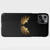 Gouden engelenvleugels op een zwarte achtergrond iPhone hoesje (Achterkant horizontaal)