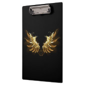 Gouden engelenvleugels op een zwarte achtergrond klembord (Links)