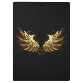 Gouden engelenvleugels op een zwarte achtergrond klembord (Achterkant)