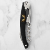 Gouden engelenvleugels op een zwarte achtergrond kurkentrekker (Achterkant)