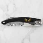 Gouden engelenvleugels op een zwarte achtergrond kurkentrekker (Achterkant)