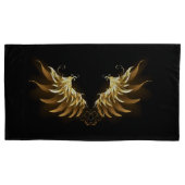 Gouden engelenvleugels op een zwarte achtergrond kussensloop (Voorkant-Links)