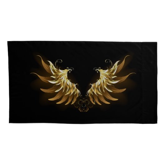 Gouden engelenvleugels op een zwarte achtergrond kussensloop (Achterkant-Rechts)