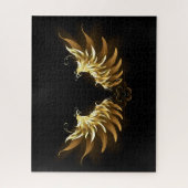 Gouden engelenvleugels op een zwarte achtergrond legpuzzel (Verticaal)