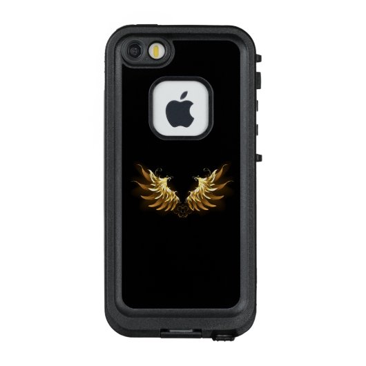 Gouden engelenvleugels op een zwarte achtergrond LifeProof iPhone hoesje (Achterkant)