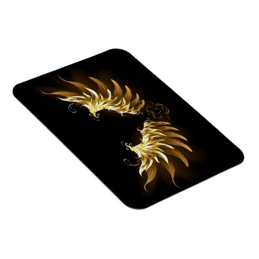 Gouden engelenvleugels op een zwarte achtergrond magneet (Rechterzijde)