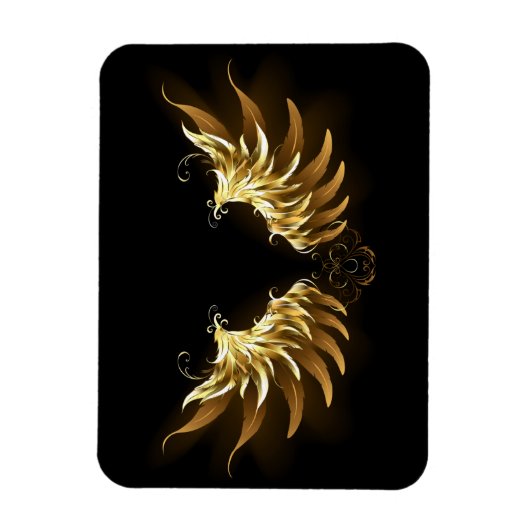 Gouden engelenvleugels op een zwarte achtergrond magneet (Verticaal)