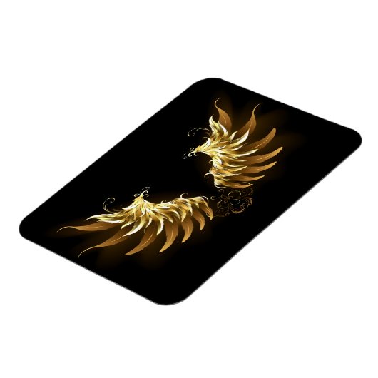 Gouden engelenvleugels op een zwarte achtergrond magneet (Linkerzijde)