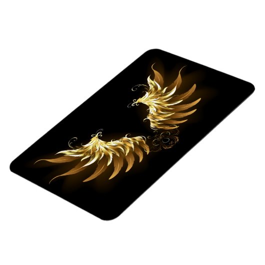 Gouden engelenvleugels op een zwarte achtergrond magneet (Linkerzijde)