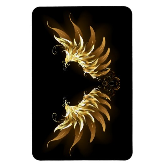 Gouden engelenvleugels op een zwarte achtergrond magneet (Verticaal)
