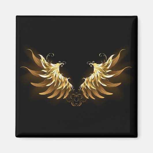 Gouden engelenvleugels op een zwarte achtergrond magneet (Voorkant)