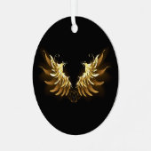 Gouden engelenvleugels op een zwarte achtergrond metalen ornament (Voorkant links)